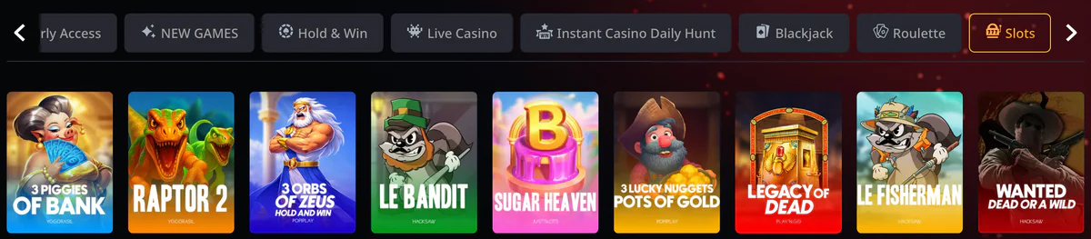 Populair aanbod van online casinospellen bij Instant Casino